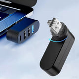 Hub USB Techsuit Docking station SplitterNode 4 in 1 (H17), USB to 3x USB, 1x Type-C, 5Gbps, ABS, 180° Rotation, negru