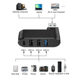 Hub USB Techsuit Docking station SplitterNode 4 in 1 (H17), USB to 3x USB, 1x Type-C, 5Gbps, ABS, 180° Rotation, negru