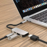 Hub USB Techsuit Docking station TurboChargeX 3 in 1 (H4), Type-C to Type-C, USB, HDMI, 4K@30Hz, PD87W, gri