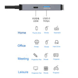 Hub USB Techsuit Docking station TurboChargeX 3 in 1 (H4), Type-C to Type-C, USB, HDMI, 4K@30Hz, PD87W, gri