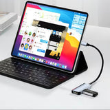 Hub USB Techsuit Docking station TurboChargeX 3 in 1 (H4), Type-C to Type-C, USB, HDMI, 4K@30Hz, PD87W, gri
