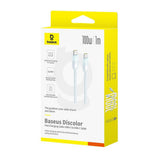Cablu Baseus de date Discolor (E0420700), USB-C to USB-C, 100W, 480Mbps, 1m, verde;albastru