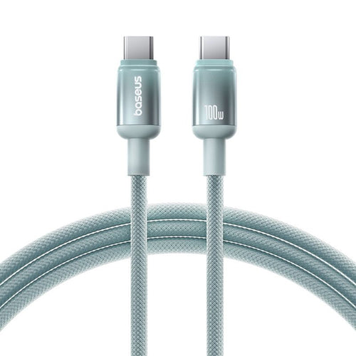 Cablu Baseus de date Discolor (E0420700), USB-C to USB-C, 100W, 480Mbps, 1m, verde;albastru