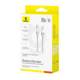 Cablu Baseus de date Discolor (E0420702), USB-C to USB-C, 100W, 480Mbps, 1m, argintiu