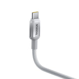 Cablu Baseus de date Discolor (E0420702), USB-C to USB-C, 100W, 480Mbps, 1m, argintiu