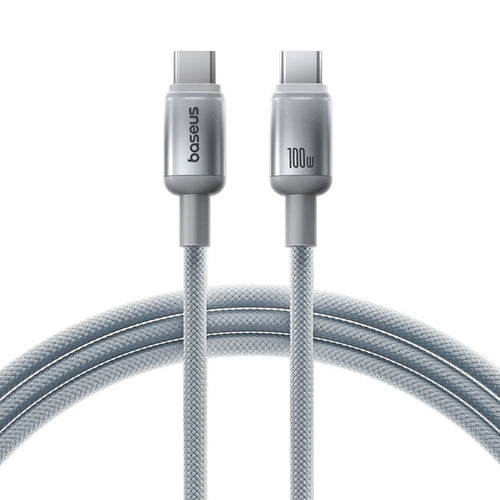 Cablu Baseus de date Discolor (E0420703), USB-C to USB-C, 100W, 2m, argintiu