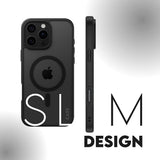 Husa pentru iPhone 16, PanzerGlass® HardCase Black MagSafe & Frame Series, transparenta