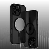 Husa pentru iPhone 16, PanzerGlass® HardCase Black MagSafe & Frame Series, transparenta