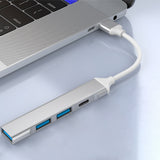 Hub USB Techsuit Docking station PolarisBridge 4 in 1 (H19), USB to 2x USB 2.0, 1x USB 3.0, 1x Type-C, alb;gri