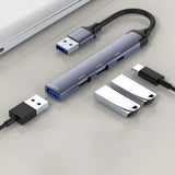 Hub USB Techsuit Docking station PolarisBridge 4 in 1 (H19), USB to 2x USB 2.0, 1x USB 3.0, 1x Type-C, alb;gri