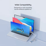 Hub USB Techsuit Docking station PolarisBridge 4 in 1 (H18), USB-C to 1x USB 3.0, 2x USB 2.0, 1x Type-C, alb;gri