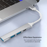 Hub USB Techsuit Docking station PolarisBridge 4 in 1 (H18), USB-C to 1x USB 3.0, 2x USB 2.0, 1x Type-C, alb;gri