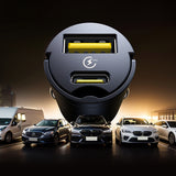 Incarcator auto Baseus Tiny Star Mini (C00035001121-02), USB, Type-C, 30W, cu Integrat Pull Handle, 12V to 24V, negru