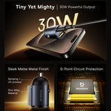 Incarcator auto Baseus Tiny Star Mini (C00035001121-02), USB, Type-C, 30W, cu Integrat Pull Handle, 12V to 24V, negru