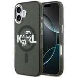Husa pentru iPhone 17 Pro, Karl Lagerfeld IML Glitter Karl & Choupette Sketch Logo MagSafe (KLHMP17LHGKCGKBK), negru