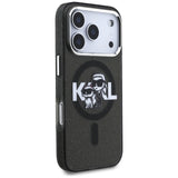 Husa pentru iPhone 17 Pro, Karl Lagerfeld IML Glitter Karl & Choupette Sketch Logo MagSafe (KLHMP17LHGKCGKBK), negru
