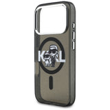 Husa pentru iPhone 17 Pro, Karl Lagerfeld IML Glitter Karl & Choupette Sketch Logo MagSafe (KLHMP17LHGKCGKBK), negru
