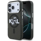Husa pentru iPhone 17 Pro, Karl Lagerfeld IML Glitter Karl & Choupette Sketch Logo MagSafe (KLHMP17LHGKCGKBK), negru