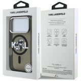Husa pentru iPhone 17 Pro, Karl Lagerfeld IML Glitter Karl & Choupette Sketch Logo MagSafe (KLHMP17LHGKCGKBK), negru