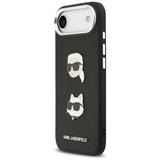 Husa pentru iPhone 17 Air, Karl Lagerfeld FW Grained Karl & Choupette Heads Pins & Logo (KLHCP17MPSFDHPOK), negru