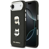 Husa pentru iPhone 17 Air, Karl Lagerfeld FW Grained Karl & Choupette Heads Pins & Logo (KLHCP17MPSFDHPOK), negru