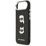 Husa pentru iPhone 17 Air, Karl Lagerfeld FW Grained Karl & Choupette Heads Pins & Logo (KLHCP17MPSFDHPOK), negru