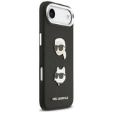 Husa pentru iPhone 17 Air, Karl Lagerfeld FW Grained Karl & Choupette Heads Pins & Logo (KLHCP17MPSFDHPOK), negru