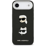 Husa pentru iPhone 17 Air, Karl Lagerfeld FW Grained Karl & Choupette Heads Pins & Logo (KLHCP17MPSFDHPOK), negru