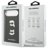Husa pentru iPhone 17 Air, Karl Lagerfeld FW Grained Karl & Choupette Heads Pins & Logo (KLHCP17MPSFDHPOK), negru