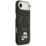 Husa pentru iPhone 17 Air, Karl Lagerfeld Leather Karl & Choupette Pins MagSafe (KLHMP17MPSMLRKCK), negru