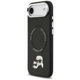 Husa pentru iPhone 17 Air, Karl Lagerfeld Leather Karl & Choupette Pins MagSafe (KLHMP17MPSMLRKCK), negru