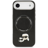 Husa pentru iPhone 17 Air, Karl Lagerfeld Leather Karl & Choupette Pins MagSafe (KLHMP17MPSMLRKCK), negru