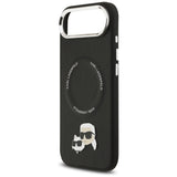 Husa pentru iPhone 17 Air, Karl Lagerfeld Leather Karl & Choupette Pins MagSafe (KLHMP17MPSMLRKCK), negru