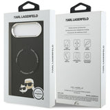 Husa pentru iPhone 17 Air, Karl Lagerfeld Leather Karl & Choupette Pins MagSafe (KLHMP17MPSMLRKCK), negru