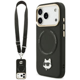 Husa pentru iPhone 17 Pro Max, Karl Lagerfeld Hardcase Big Strap Karl Metal Logo MagSafe (KLHMP17XPCRLRCHK), negru
