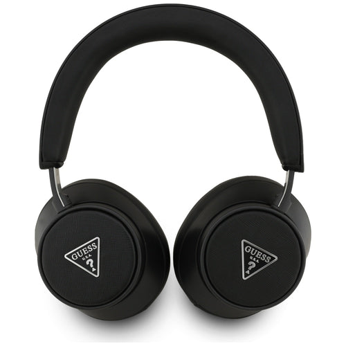 Casti wireless Guess Saffiano Triangle Logo (GUBHC15PGMRTRK), Bluetooth, ENC, On-ear, Eco Leather, negru