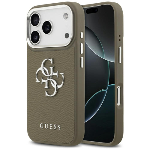 Husa pentru iPhone 17 Pro, Guess Hardcase Grained Big 4G Classic Logo (GUHCP17LPG4SMCEW), maro
