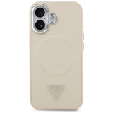 Husa pentru iPhone 17, Guess Hardcase Triangle Logo MagSafe (GUHMP17SPSDTSCME), bej
