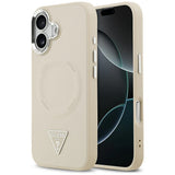 Husa pentru iPhone 17, Guess Hardcase Triangle Logo MagSafe (GUHMP17SPSDTSCME), bej