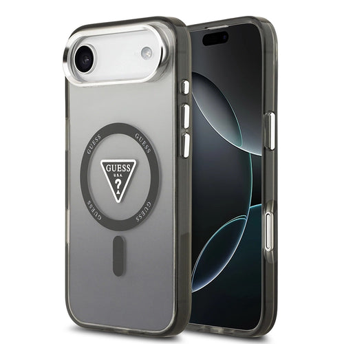 Husa pentru iPhone 17 Air, Guess IML Gradient Triangle Logo MagSafe (GUHMP17MHGTMLCGK), negru