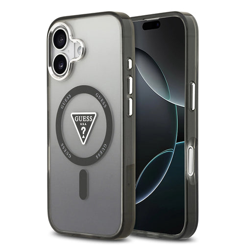 Husa pentru iPhone 17, Guess IML Gradient Triangle Logo MagSafe (GUHMP17SHGTMLCGK), negru