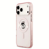 Husa pentru iPhone 17 Pro Max, Karl Lagerfeld IML Choupette Sketch Logo MagSafe (KLHMP17XHGCHGKBP), roz