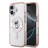Husa pentru iPhone 17, Karl Lagerfeld IML Choupette Sketch Logo MagSafe (KLHMP17SHGCHGKBP), roz