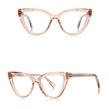 Techsuit Anti-Blue Light Glasses Reflex PC (2279), pentru Women, Cat Eye, TR90&Metal Frame, AC Lens, Transparent/Maro