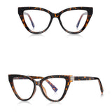 Techsuit Anti-Blue Light Glasses Reflex PC (2279), pentru Women, Cat Eye, TR90&Metal Frame, AC Lens, Leopard