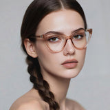 Techsuit Anti-Blue Light Glasses Reflex PC (2279), pentru Women, Cat Eye, TR90&Metal Frame, AC Lens, Leopard