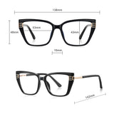 Techsuit Anti-Blue Light Glasses Reflex PC (2275), pentru Women, Rectangle, TR90&Metal Frame, AC Lens, Black/Auriu