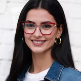 Techsuit Anti-Blue Light Glasses Reflex PC (2275), pentru Women, Rectangle, TR90&Metal Frame, AC Lens, Black/Auriu
