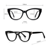 Techsuit Anti-Blue Light Glasses Reflex PC (2276), pentru Women, Cat Eye, TR90&PC Frame, AC Lens, Negru