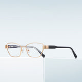 Techsuit Anti-Blue Light Glasses Reflex PC (3162), pentru Women, Rectangle, Metal Frame, AC Lens, Auriu